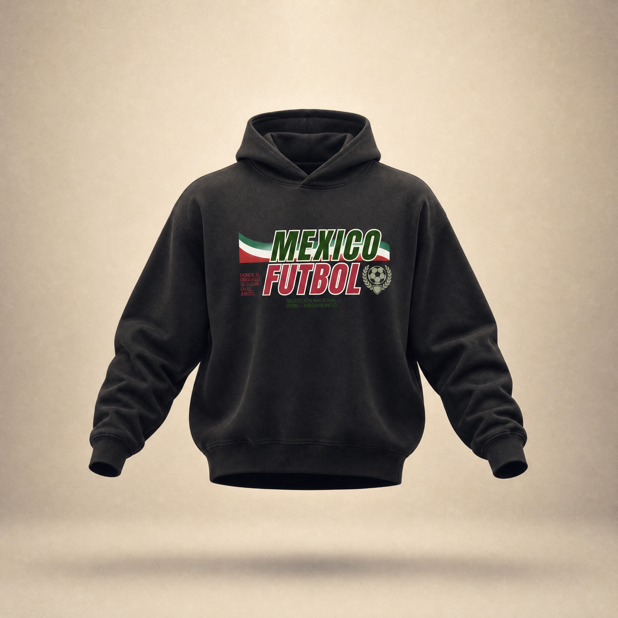 Mexico Soccer 90s Blockcore Fleeced Boxy Hoodie — product flat