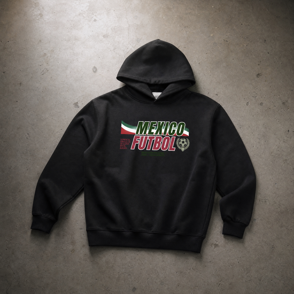 Mexico Soccer 90s Blockcore Fleeced Boxy Hoodie — garage flat