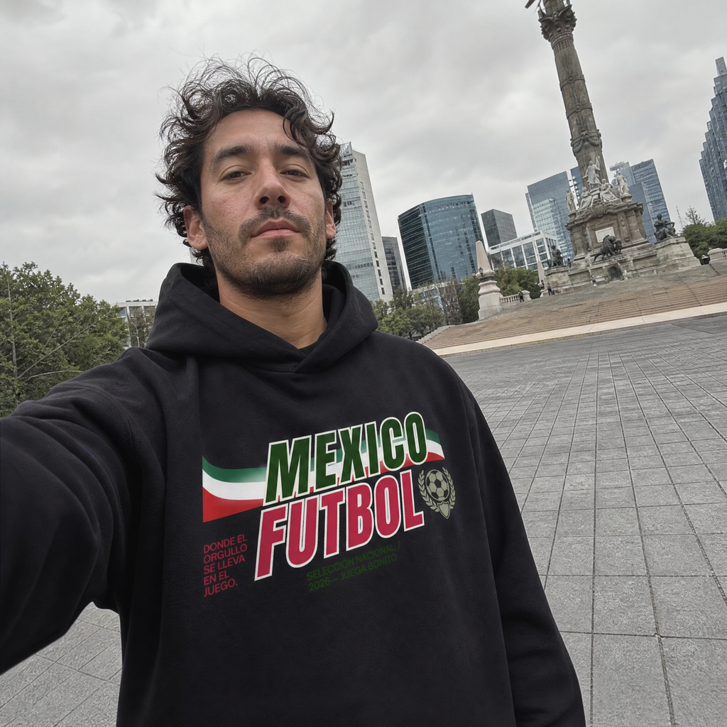 Mexico Soccer 90s Blockcore Fleeced Boxy Hoodie — city selfie lifestyle