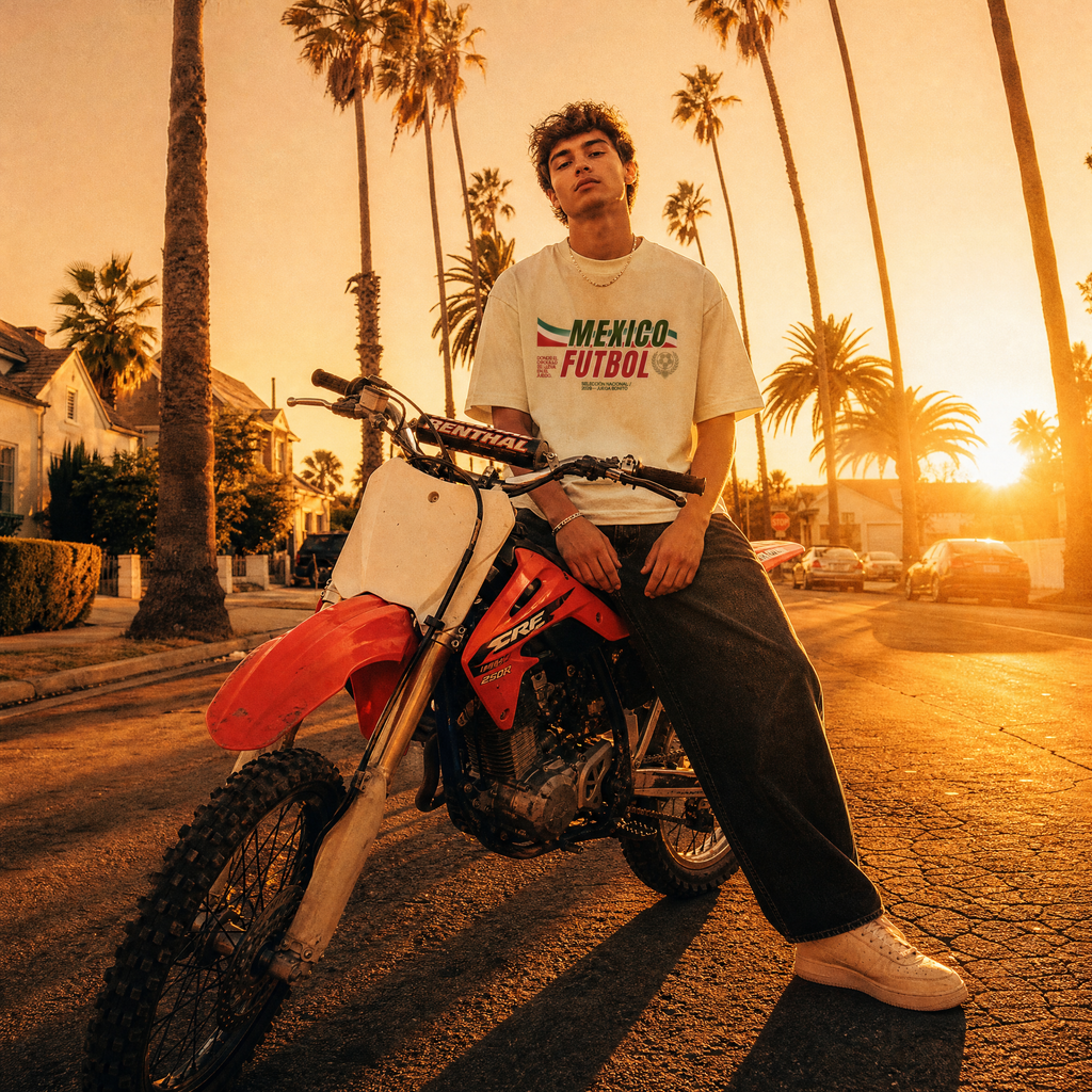 Mexico Soccer 90s Blockcore Enzyme Washed T-Shirt — sunset bike lifestyle