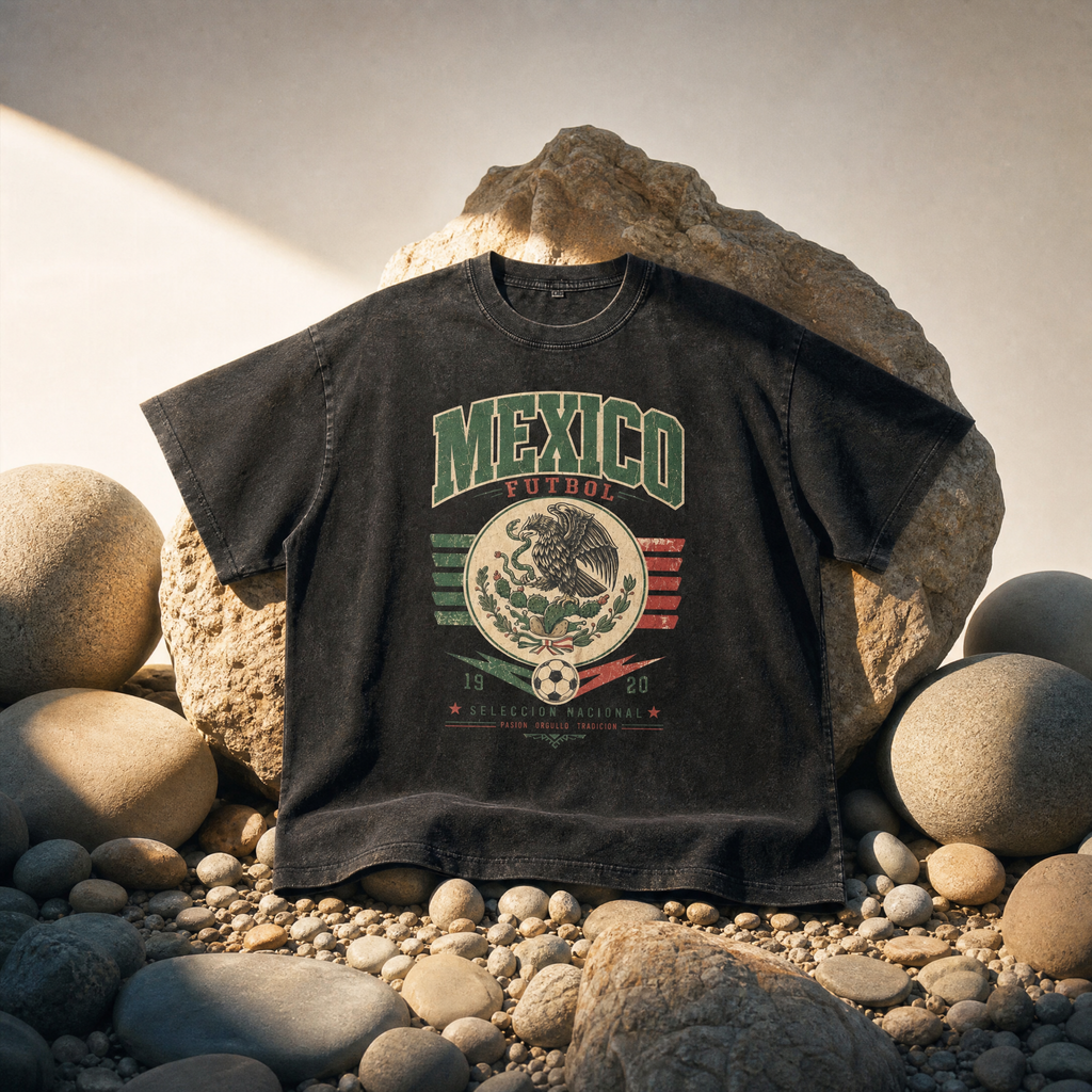 Mexico Vintage Football Tee — stone flat editorial