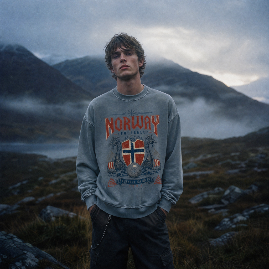 Norway Vintage Football Crewneck — misty mountain lifestyle