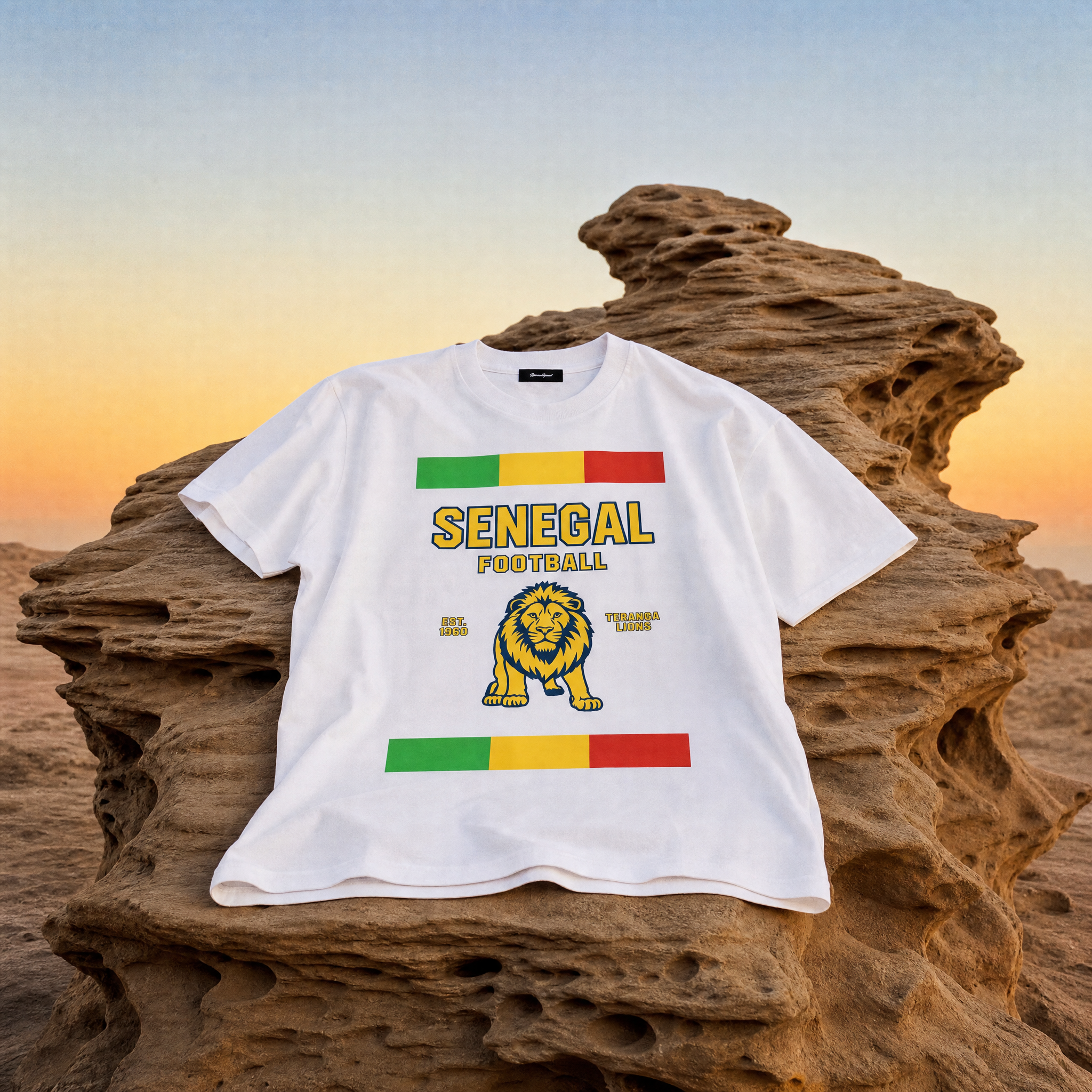 Retro Senegal Football Unisex Pure Cotton T-Shirt — desert cliff lifestyle