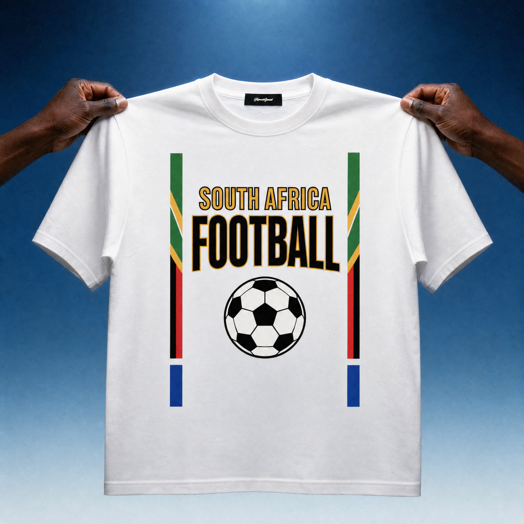 Retro South Africa Football Unisex Pure Cotton T-Shirt — hands studio lifestyle