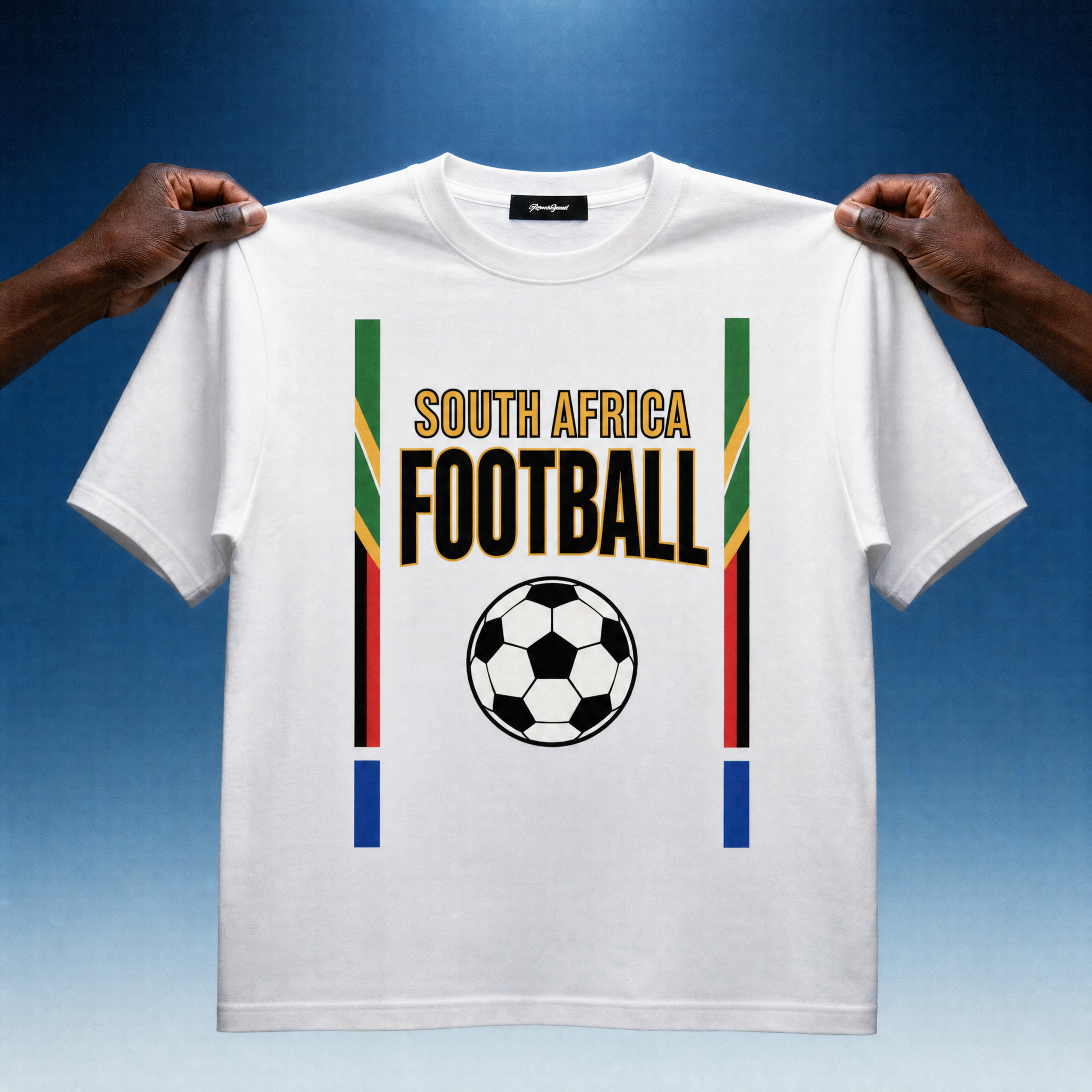 Retro South Africa Football Unisex Pure Cotton T-Shirt — hands studio lifestyle