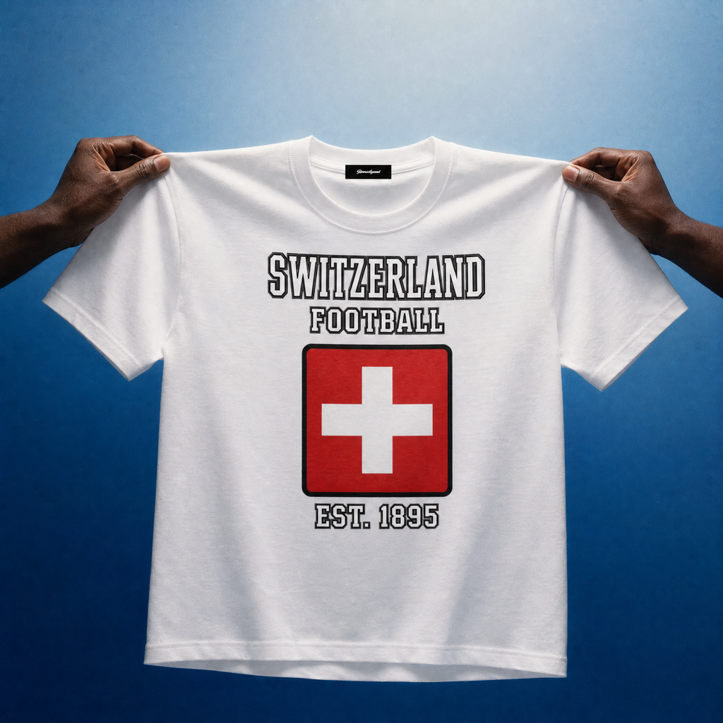 Retro Switzerland Football Unisex Pure Cotton T-Shirt — hands studio lifestyle