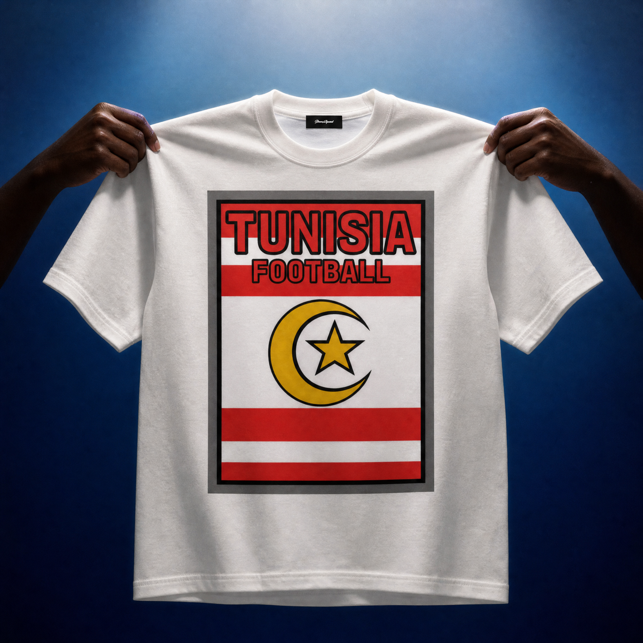 Retro Tunisia Football Unisex Pure Cotton T-Shirt — hands studio lifestyle