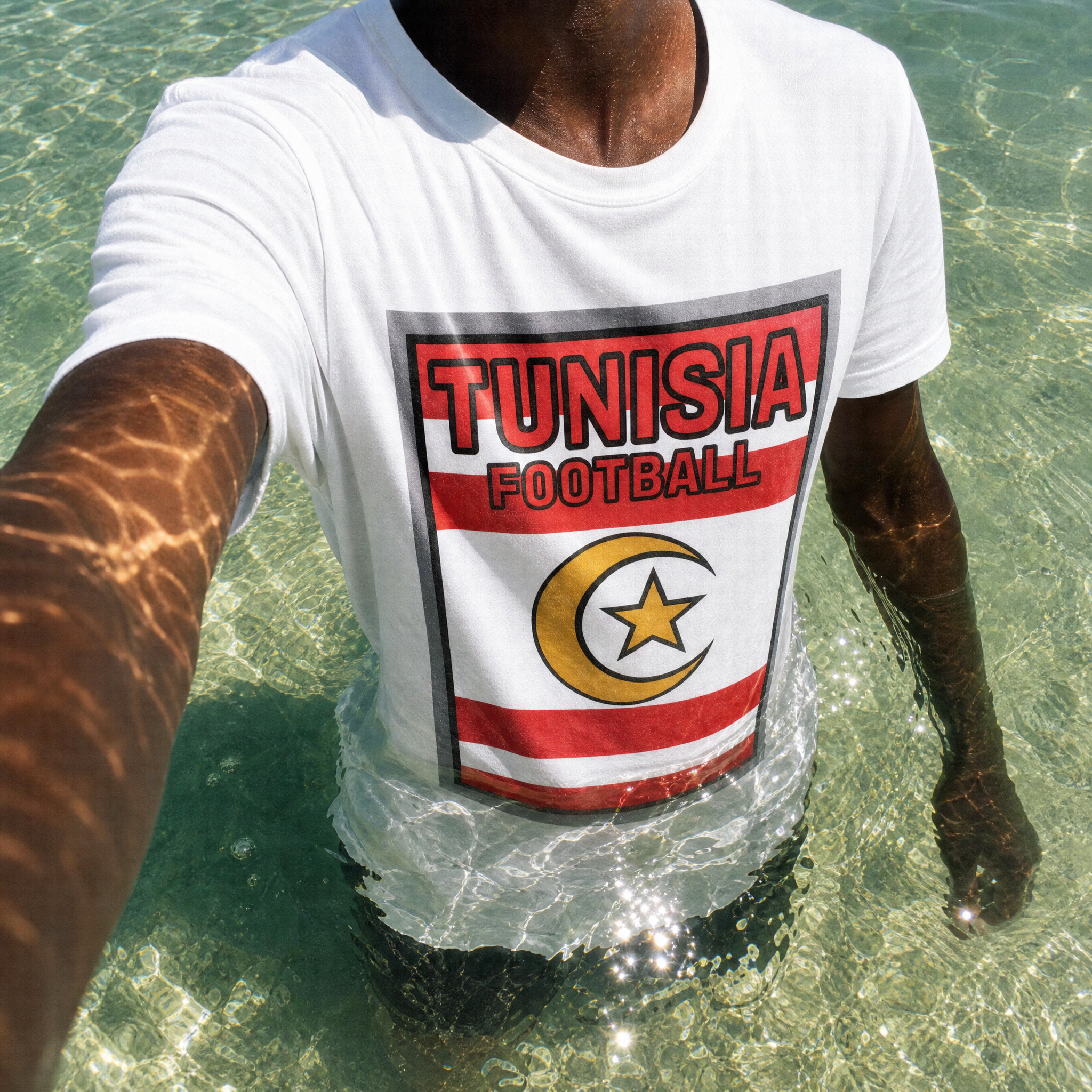 Retro Tunisia Football Unisex Pure Cotton T-Shirt — pool water lifestyle