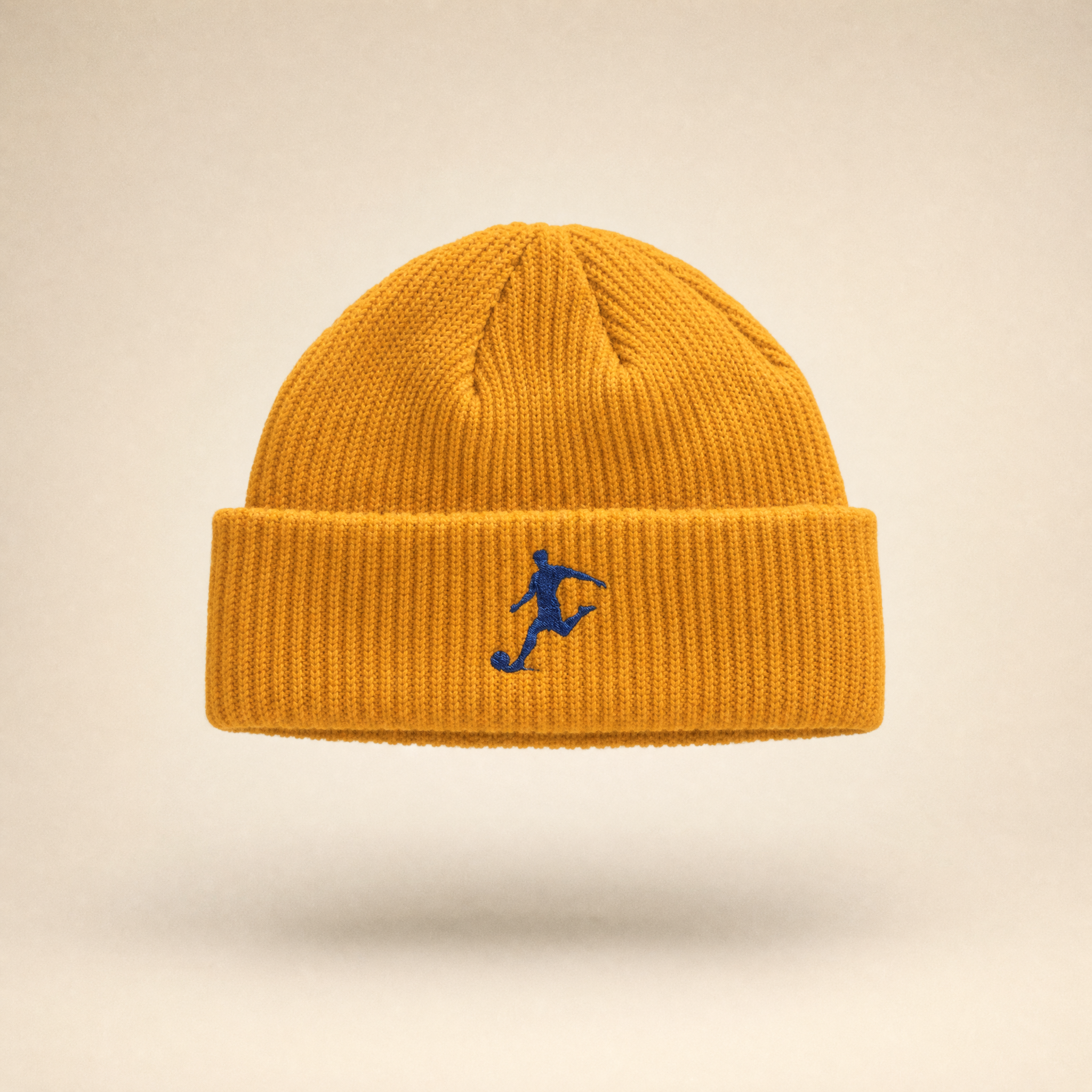Soccer Silhouette Cuff Beanie — Embroidered Knit Hat — golden studio lifestyle