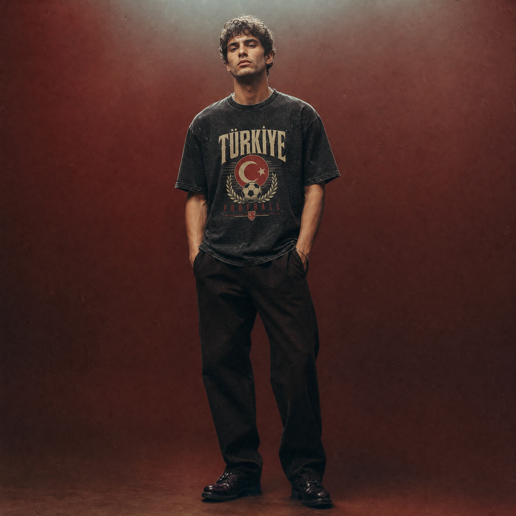 Türkiye Vintage Football Tee — studio portrait lifestyle