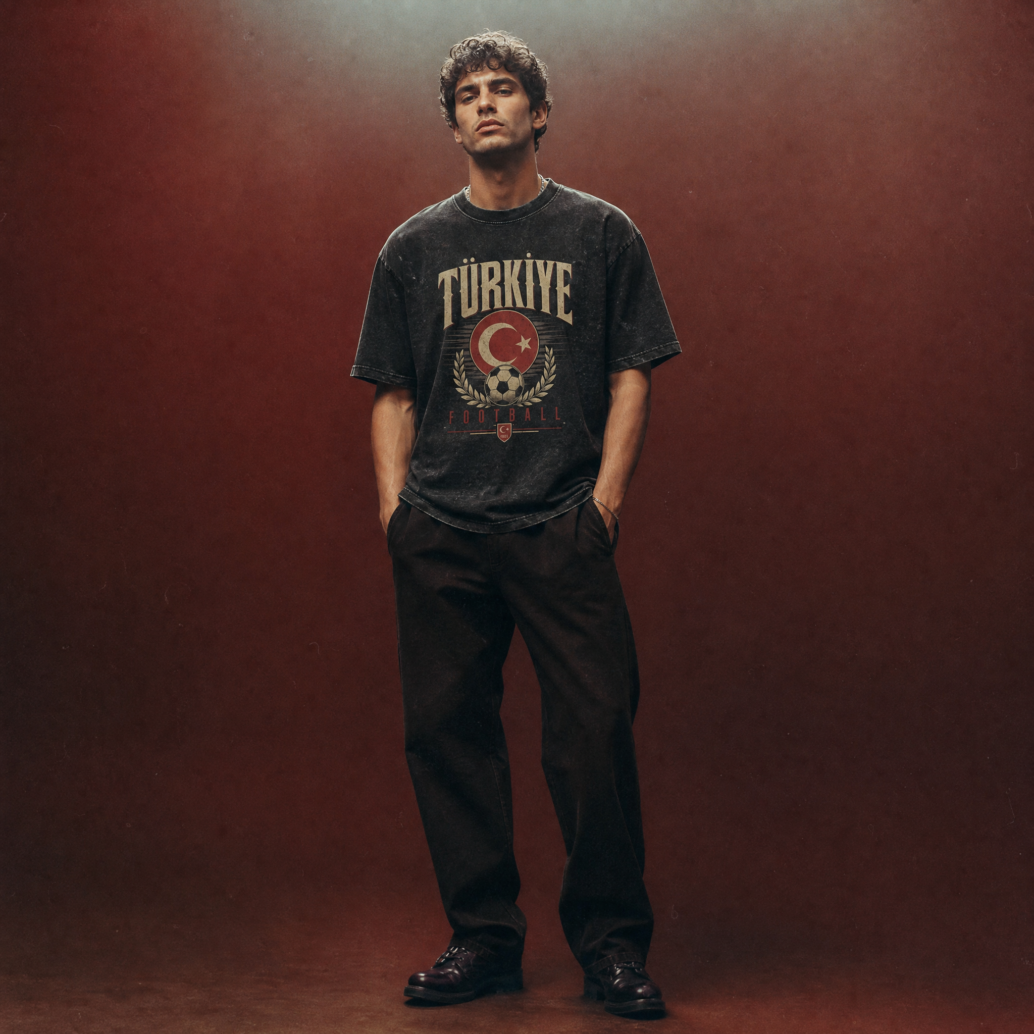 Türkiye Vintage Football Tee — studio portrait lifestyle