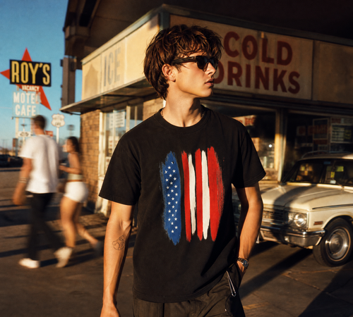 Brushstrokes USA Enzyme Washed T-Shirt — americana street lifestyle