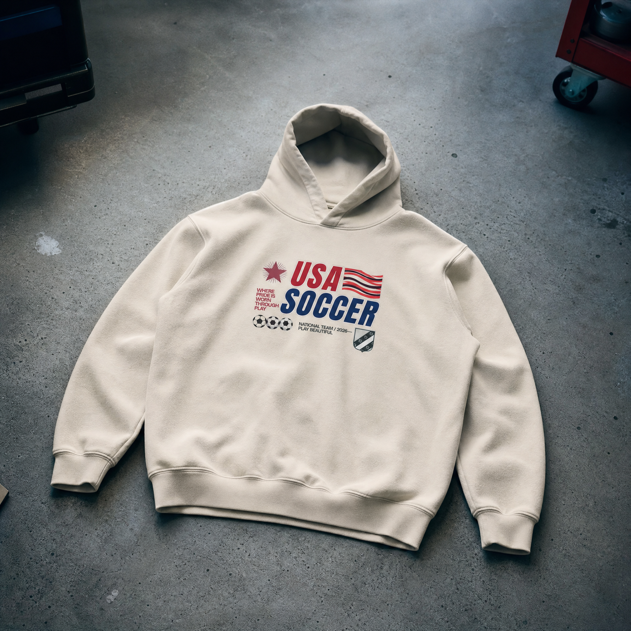 USA 90s Blockcore Fleeced Boxy Hoodie — garage flat